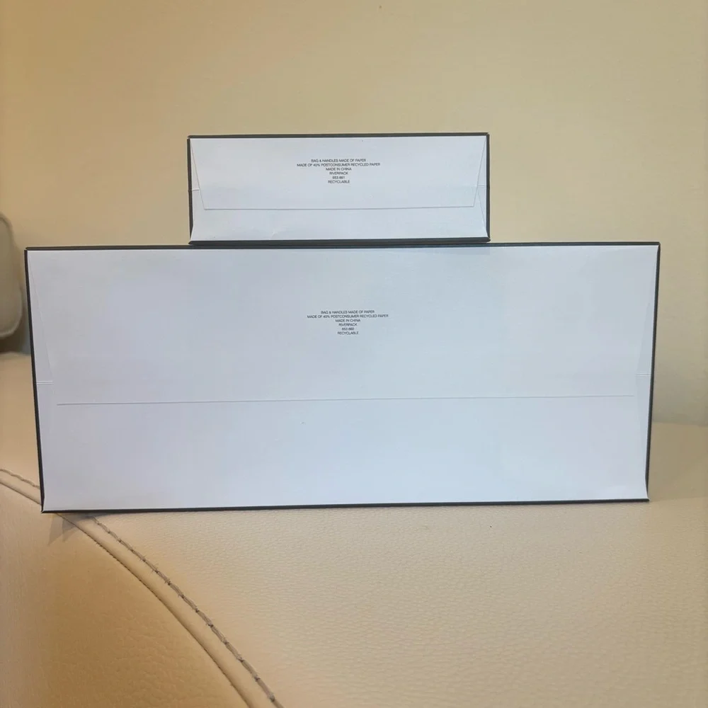 CHANEL White Paper Shopping Gift Bags with Cloth Handles Set of 2 Medium & Mini